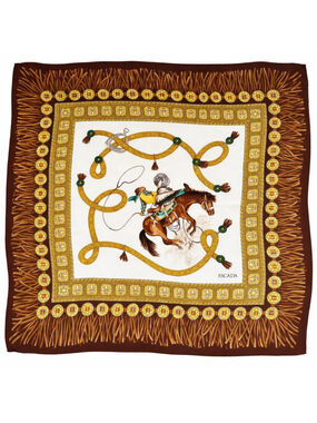 Escada Silk Scarf Equestrian Print 80x82